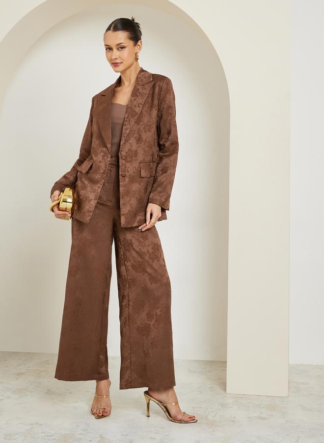 ستايلي بليزر ساتان جاكار بقصة عادية - Image 1